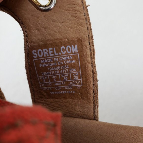 Sorel Orange and Brown Ankke Wrap Sandals 8 - Picture 12 of 13